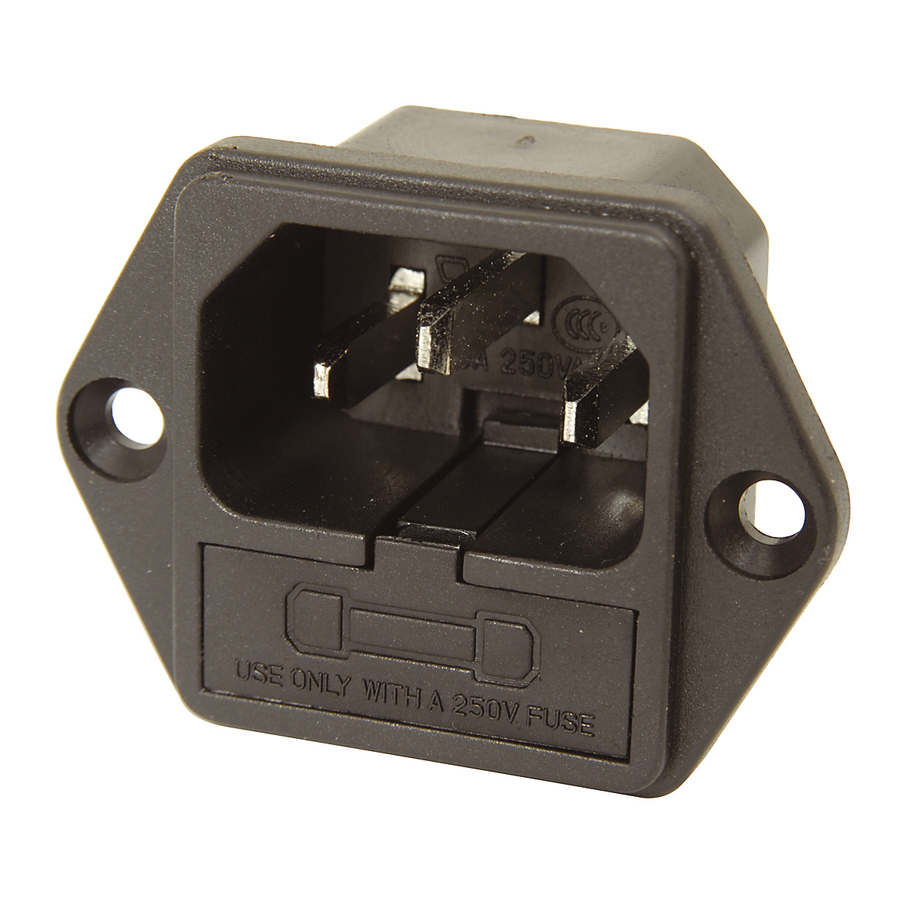 IEC Chassis Male Power Plug with Fuse Holder - Click Image to Close