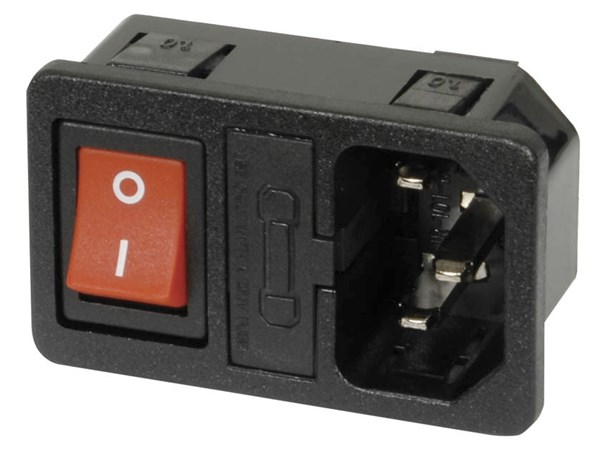 IEC Chassis Male Power Plug with Switch, Fuse Holder